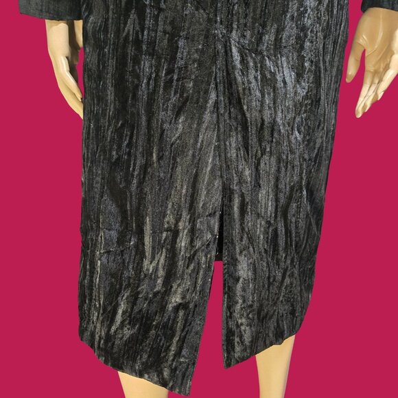 Y2K Guess Black Velvet Long Jacket Trench Coat Size S Gothic Witchy Whimsigoth - Picture 12 of 14